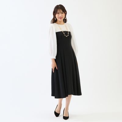 新品 ローズティアラ 42 接触冷感 プリーツ切替ワンピース 接触冷感／シワになりにくい】配色切替プリーツワンピース
