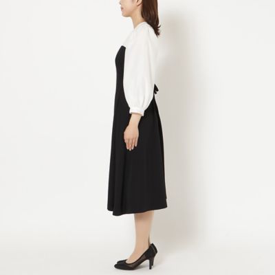 接触冷感／シワになりにくい】配色切替プリーツワンピース