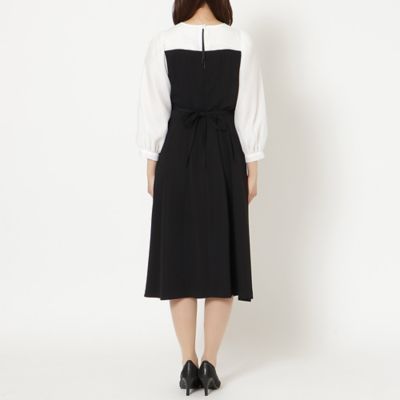 接触冷感／シワになりにくい】配色切替プリーツワンピース