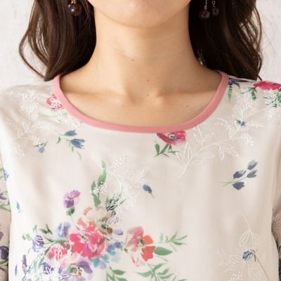 オーガンジー刺繍ワンピース（５１０１２５０３）