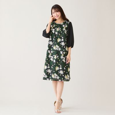 ＜Rose Tiara (Women/大きいサイズ)＞チェック＆フラワー刺繍ワンピース（５１０１２６０５）