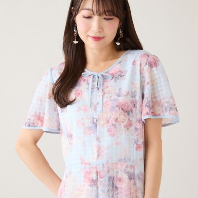 シアーチェックレースアップワンピース（51012607） | Rose