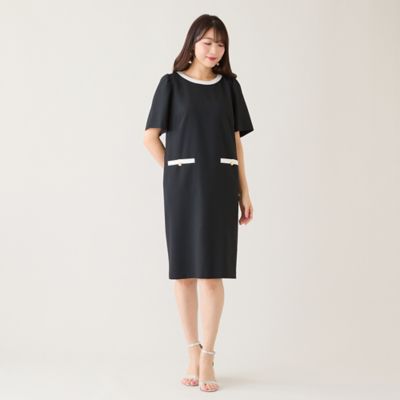 接触冷感／イージーケア】リネンライクバックリボンワンピース