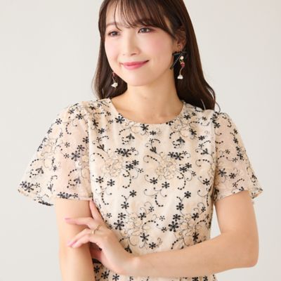 【タグ付き♡希少42】ローズティアラジュエル　チュール×刺繍ワンピース　リボン 新作】チューリップ刺繍シリーズ | Rose Tiara【ローズティアラ】