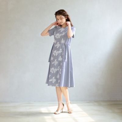 【美品】 ローズティアラジュエル 花柄 リボン ノースリーブ ワンピース 新作】水彩風フラワープリントワンピース | Rose Tiara【ローズティアラ】