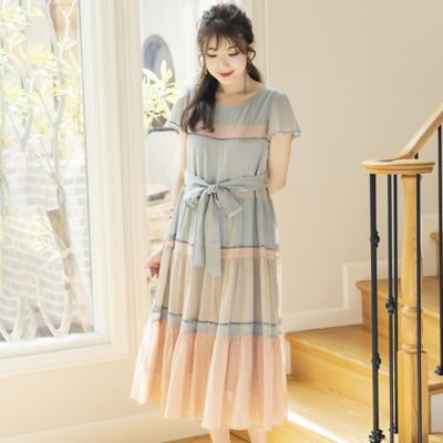 コットンシフォン配色ワンピース ５１０１３２０６ 三越伊勢丹オンラインストア 公式