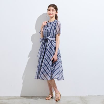 マドラスチェック風プリントワンピース（51013601） | Rose