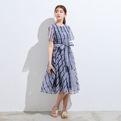 マドラスチェック風プリントワンピース（51013601） | Rose