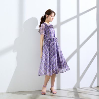 マドラスチェック風プリントワンピース（51013601） | Rose