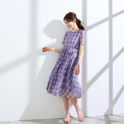 マドラスチェック風プリントワンピース（51013601） | Rose