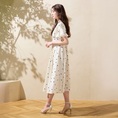 フレア袖ドットワンピース（51013611） | Rose Tiara (Women