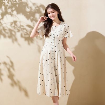 フレア袖ドットワンピース（51013611） | Rose Tiara (Women