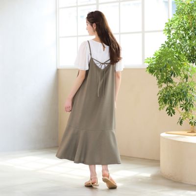 ローズティアラ　デニム　ティアードキャミワンピース　バックジップ　新品タグ付き UVカット／防シワ】バックリボンキャミワンピース（51013613