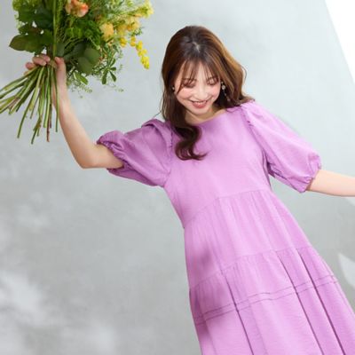＜Rose Tiara (Women/大きいサイズ)＞【接触冷感／コットン１００％／イージケア】ミラクルウェーブワンピース（５１０１４５０３）