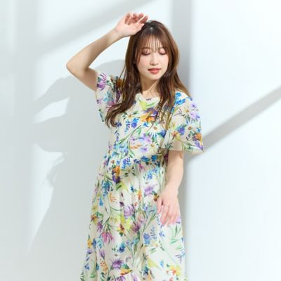 【手洗い可】水彩フラワーワンピース（５１０１４５０４）