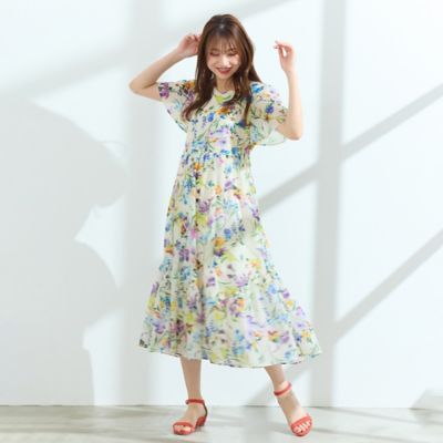 【手洗い可】水彩フラワーワンピース（５１０１４５０４）