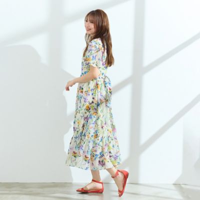 【手洗い可】水彩フラワーワンピース（５１０１４５０４）