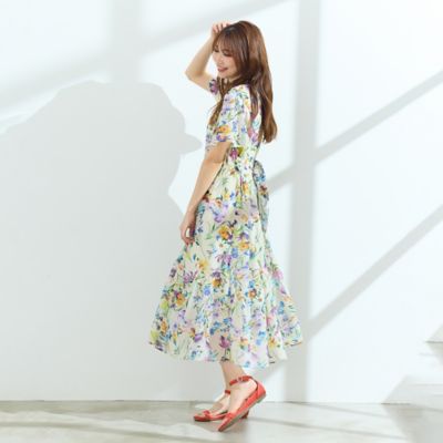 【手洗い可】水彩フラワーワンピース（５１０１４５０４）