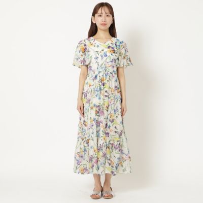 【手洗い可】水彩フラワーワンピース（５１０１４５０４）