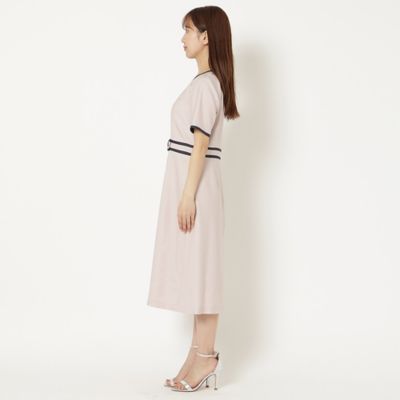 美シルエットワンピ】【接触冷感／防シワ】パイピングリボンワンピース