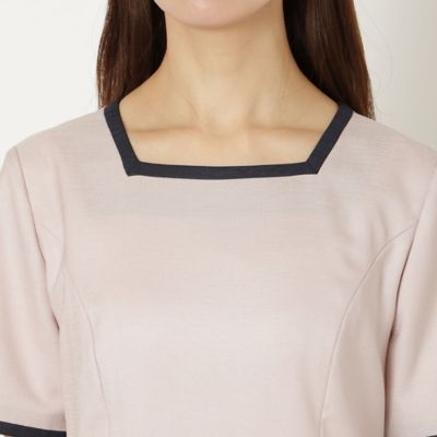 美シルエットワンピ】【接触冷感／防シワ】パイピングリボンワンピース