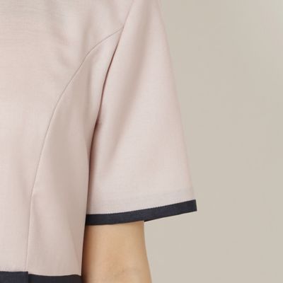 美シルエットワンピ】【接触冷感／防シワ】パイピングリボンワンピース