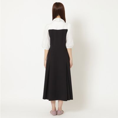 【人気の美ワンピ／半袖】【接触冷感／ＵＶカット】ダブルクロスリボンタイワンピース（５１０１４５１０）