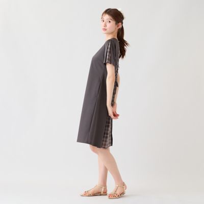 バックチェック 編み上げリボンワンピース（51014605） | Rose