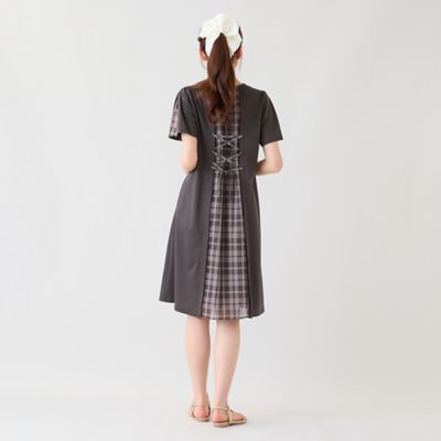 バックチェック 編み上げリボンワンピース（51014605） | Rose