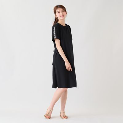 バックチェック 編み上げリボンワンピース（51014605） | Rose