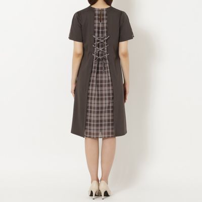 バックチェック 編み上げリボンワンピース（51014605） | Rose