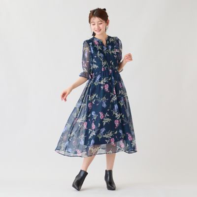 美品 希少50サイズ ローズティアラ ワンピース 花柄 チェック柄 チェックonフラワープリントワンピース（51014607） | Rose