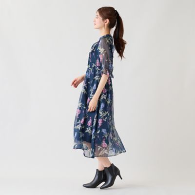 チェックonフラワープリントワンピース（51014607） | Rose