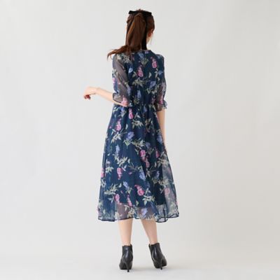 チェックonフラワープリントワンピース（51014607） | Rose