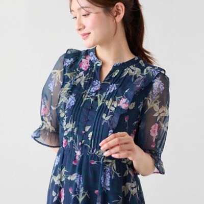 チェックonフラワープリントワンピース（51014607） | Rose