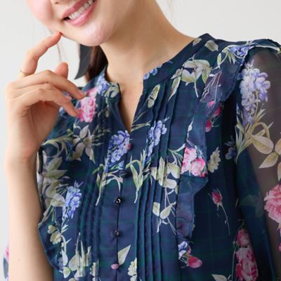 チェックonフラワープリントワンピース（51014607） | Rose