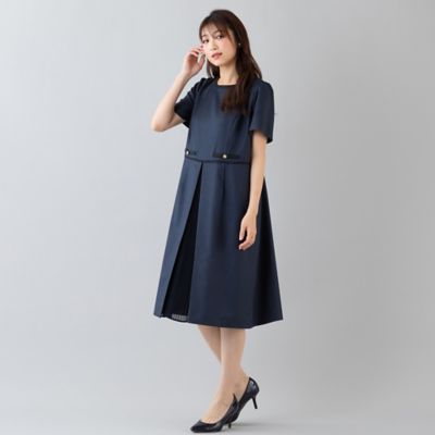 プリーツ＆配色切替ワンピース（５１０１５４０１）