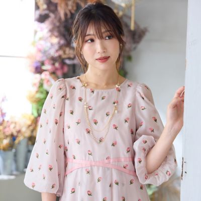 Rose Tiara ローズティアラ レースアップ　フリル　ワンピース　ドレス 楽天市場】フリルフラワープリーツワンピース／ローズティアラ