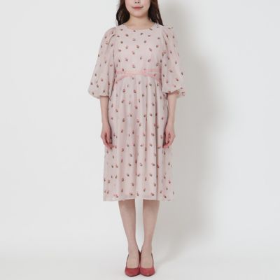 美シルエット】つぼみ刺繍ワンピース（51015501） | Rose