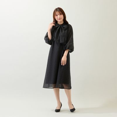オーガンジーフロッキードットリボンワンピース