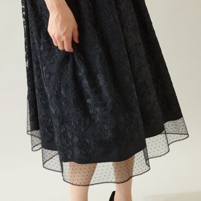 レア⭐︎Bonjourdiary 刺繍入り黒ワンピース4Y 黒ワンピース 花柄刺繍デザイン ロングワンピース ワンピース|黒