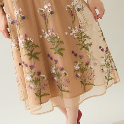 たぬき大きいサイズ42■ローズチュール刺繍ワンピース Rose Tiara ワンピース チュール刺繍ワンピース : ZOZOTOWN