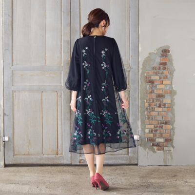 ゆったりシルエット】チュール刺繍ワンピース（51015506