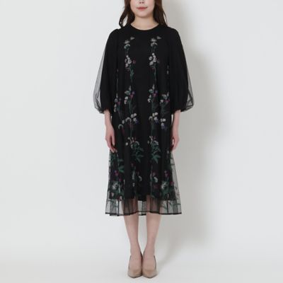 たぬき大きいサイズ42■ローズチュール刺繍ワンピース ローズチュール刺繍ワンピース（51012505） | Rose Tiara