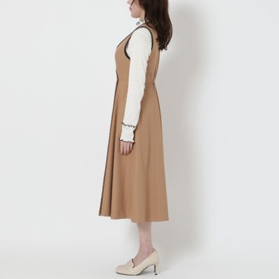 美品☆ローズティアラジャンパースカートワンピースキャメル大きいサイズ希少50 UVカット／吸汗性】バイカラージャンパースカート（51015508