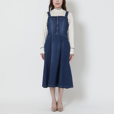 伸縮性◎】フレアデニムジャンパースカート（51015509