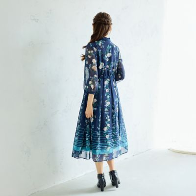 チェックonフラワーフリルカラーワンピース（51015601