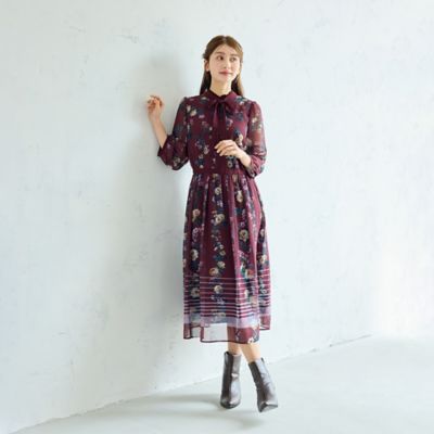 極美品　ローズティアラ　クロスリボンフラワーワンピース　大きいサイズ50 チェックonフラワーフリルカラーワンピース（51015601