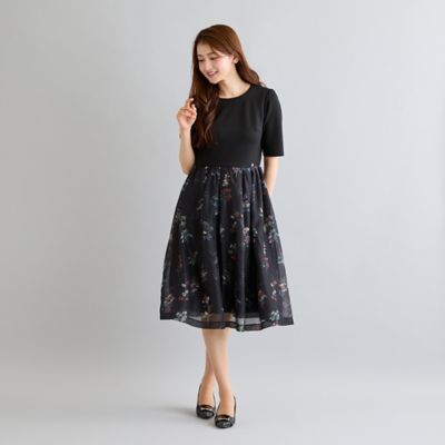 【哀・三朗】　ローズティアラ　フラワージャガードワンピース　46号 フラワードッキングワンピース（51015604） | Rose Tiara