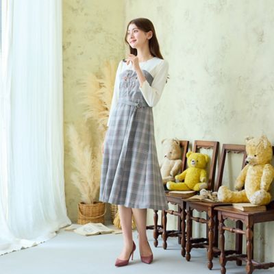 接触冷感／防シワ／伸縮性◎】ビスチェ風ドッキングワンピース